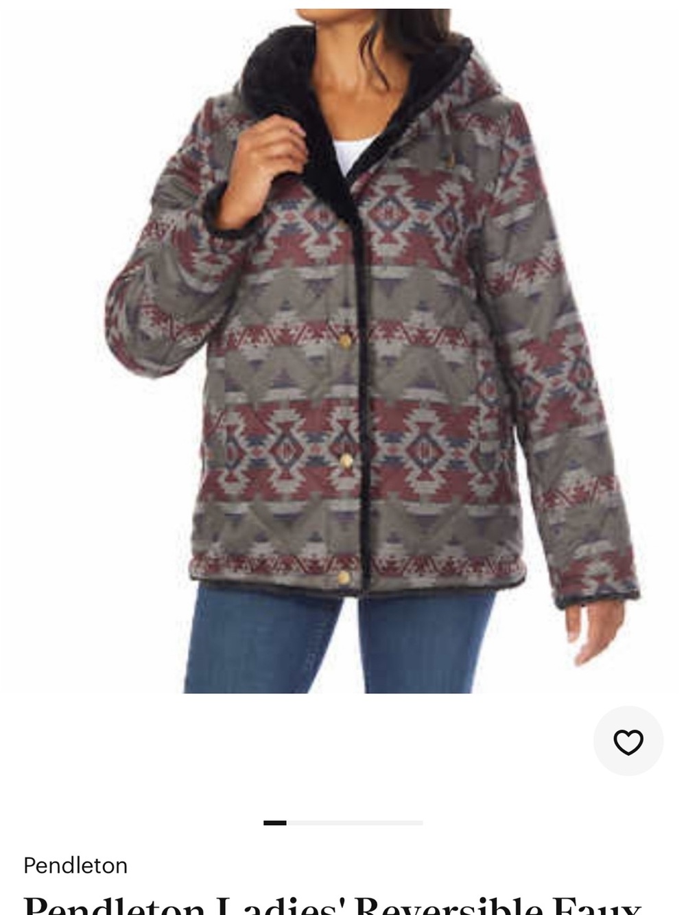 Pendleton faux fur lined reversible coat